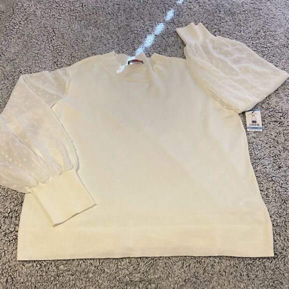 NWT VINCE CAMUTO L Unisex Clip Dot Sleeve Pullover Fashion Sweater - Picture 1 of 12